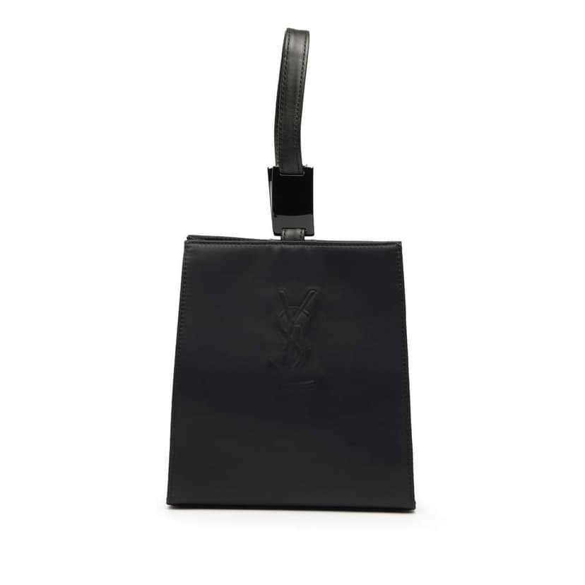 Saint Laurent Satin Monogram Handbag Black Satin Good condition - Front View