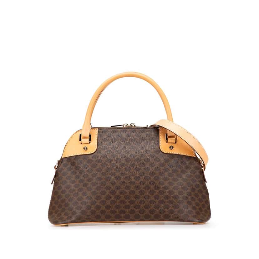 Celine Macadam Coated Canvas Dome Satchel Brown Canvas Good condition - Front View