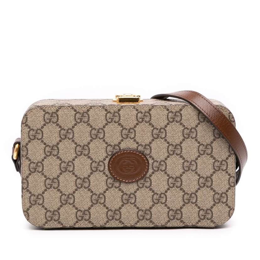 Gucci GG Supreme Interlocking G Crossbody Brown Canvas Good condition - Front View