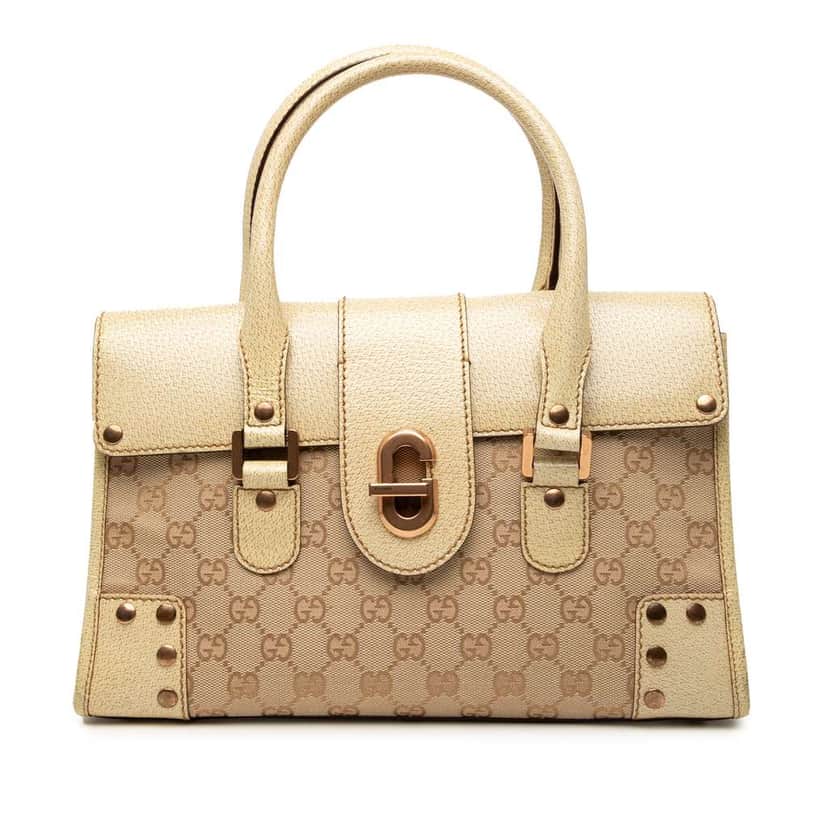 Gucci GG Canvas Turnlock Handbag Brown Canvas Good condition - Front View