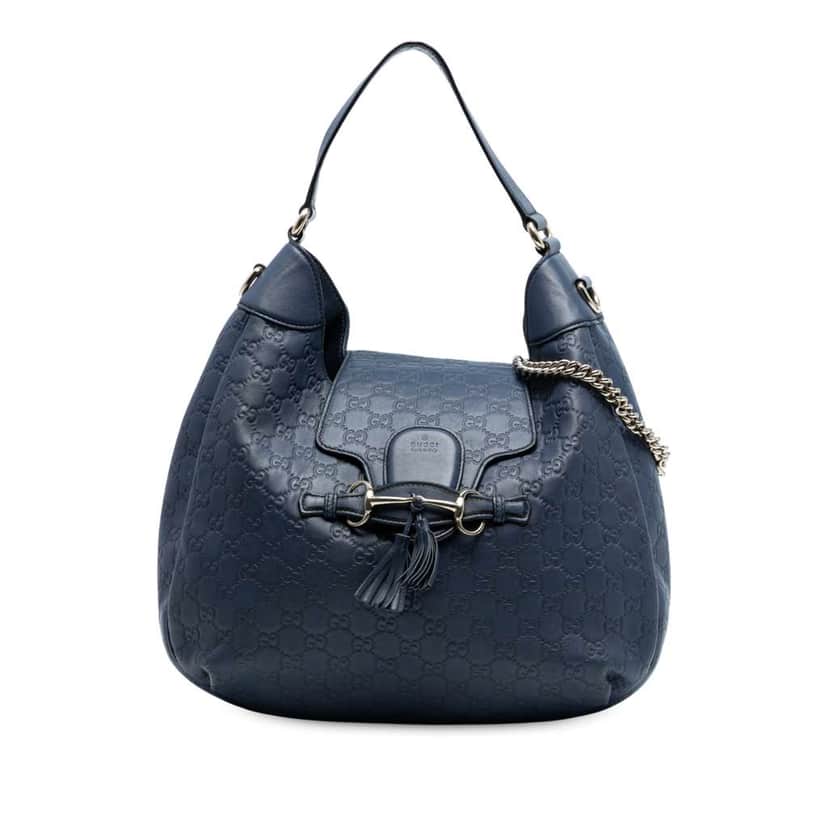 Gucci Medium Guccissima Emily Satchel Blue Leather Good condition - Front View