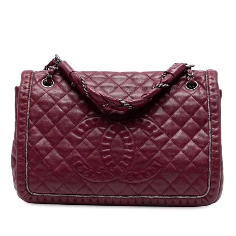 Chanel Quilted Calfskin Istanbul Accordion Flap Red Leather Good condition - Front View