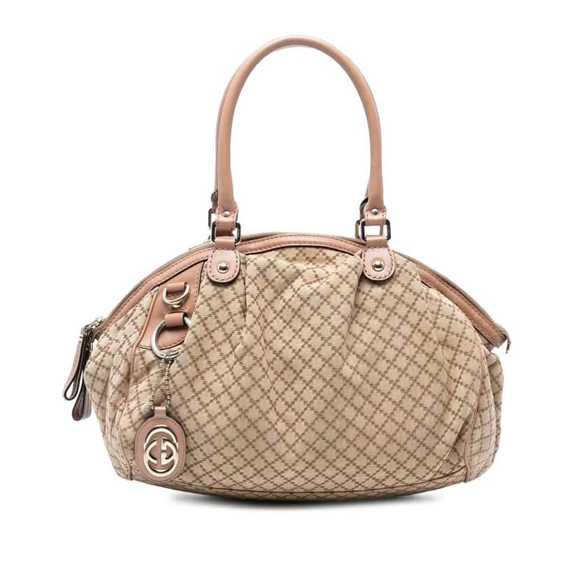 Gucci Diamante Canvas Sukey Satchel Brown Canvas Good condition - Front View