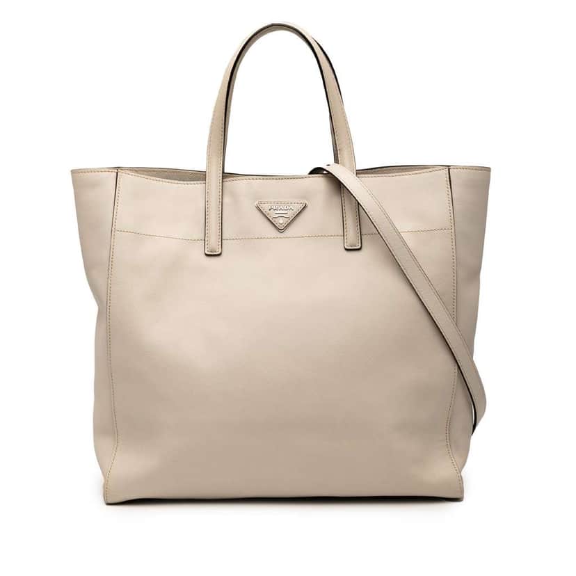 Prada Saffiano Soft Shopping Tote Brown Leather Good condition - Front View