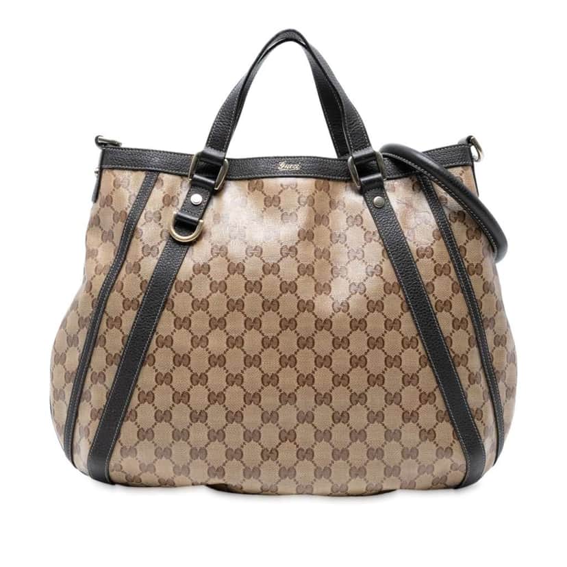 Gucci GG Crystal Abbey D Ring Convertible Tote Brown Canvas Good condition - Front View