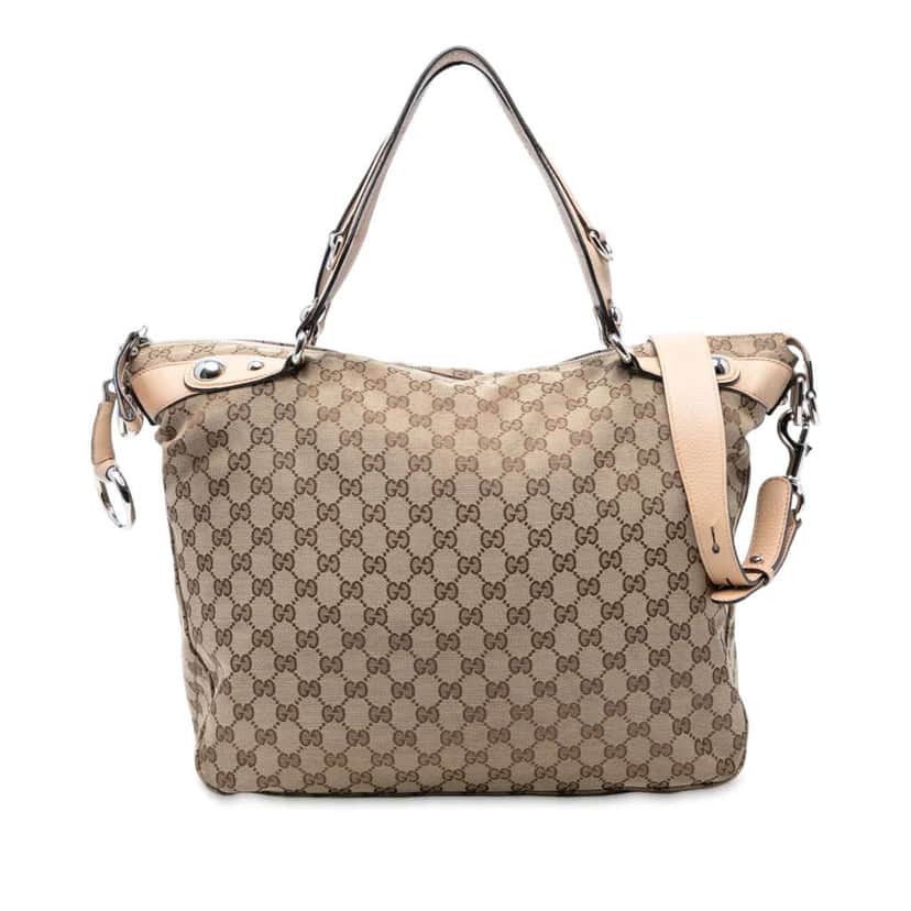 Gucci Large GG Canvas Icon Bit Satchel Brown Canvas Good condition - Front View