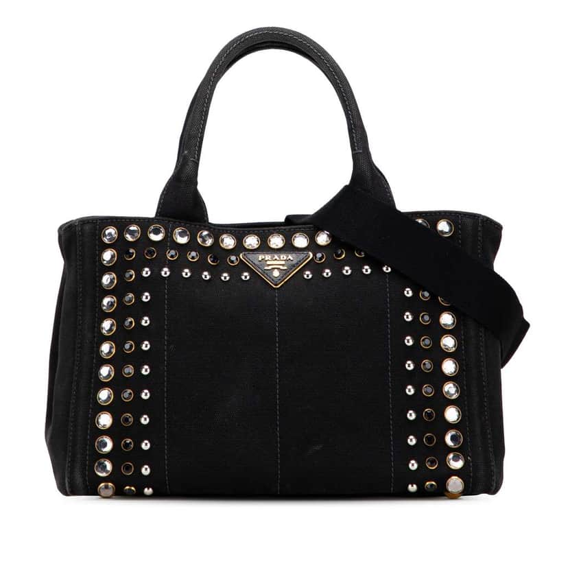 Prada Small Canvas Canapa Bijoux Satchel Black Canvas Good condition - Front View