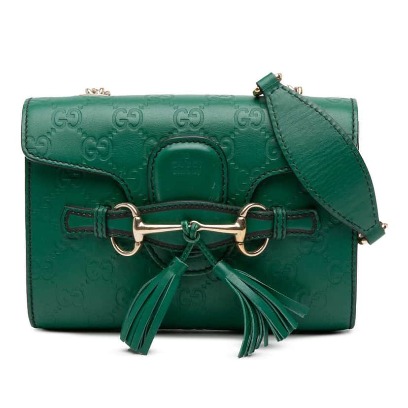 Gucci Mini Guccissima Emily Crossbody Green Leather Good condition - Front View