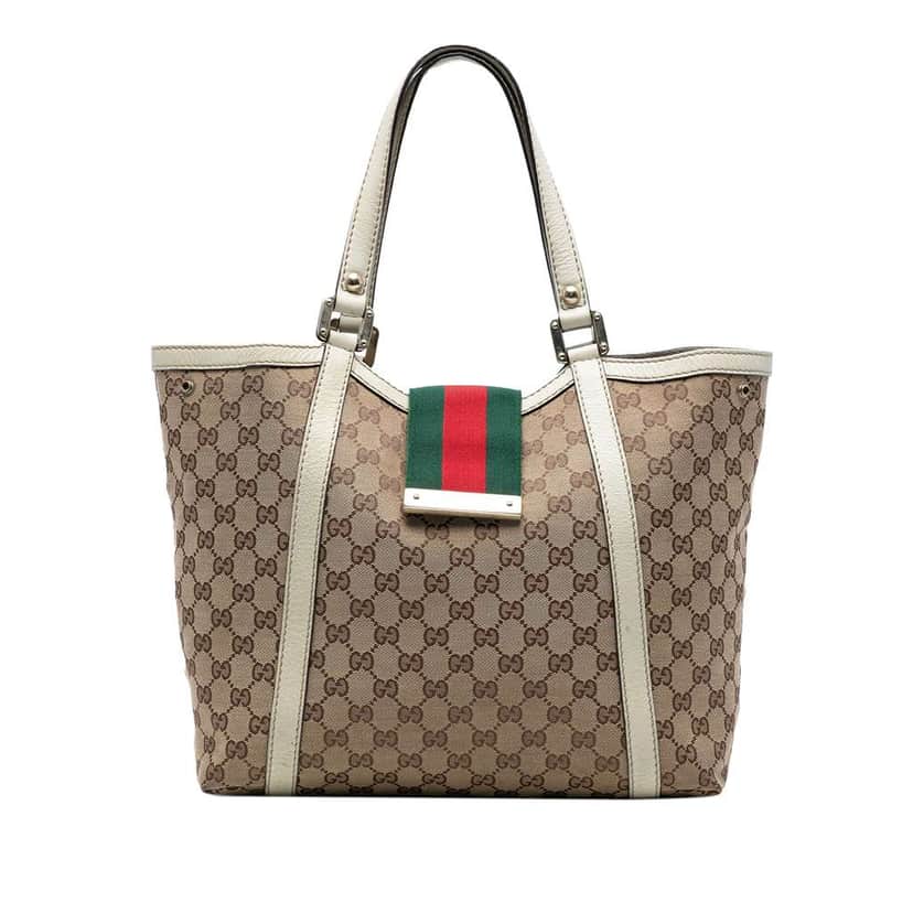 Gucci GG Canvas Web New Ladies Tote Brown Canvas Good condition - Front View