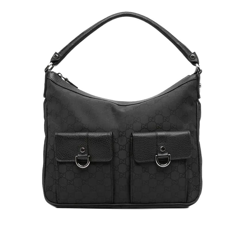 Gucci GG Nylon Abbey D Ring Handbag Black Good condition - Front View