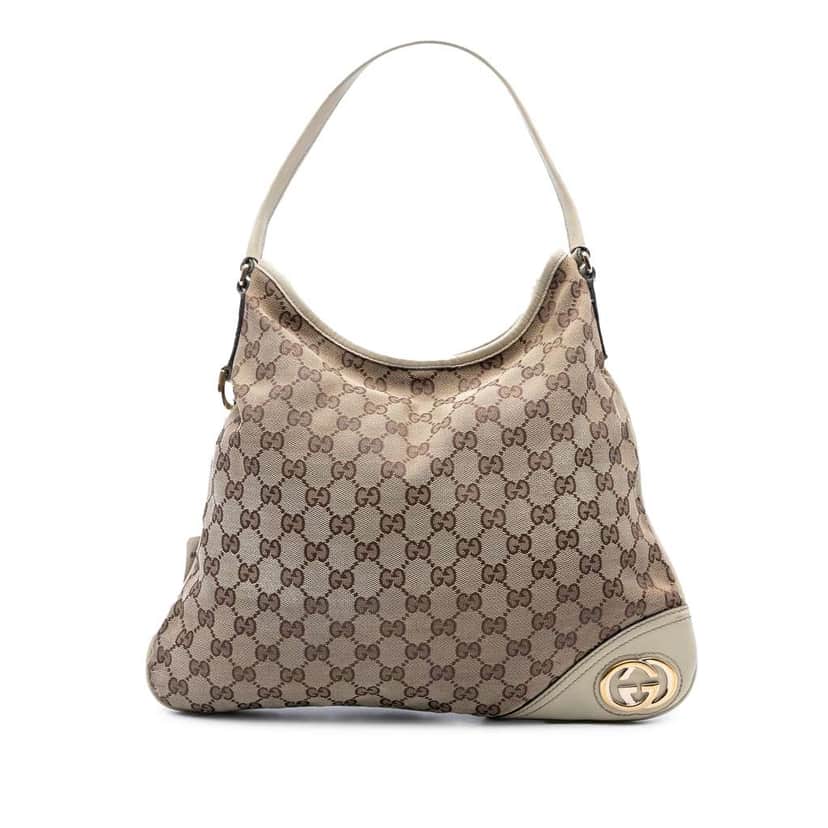 Gucci GG Canvas New Britt Hobo Brown Canvas Fair condition - Front View