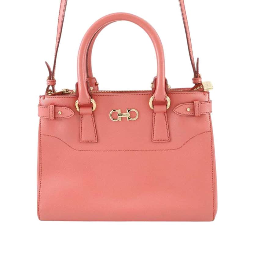 Salvatore Ferragamo Small Leather Gancini Beky Satchel Pink Leather Good condition - Front View