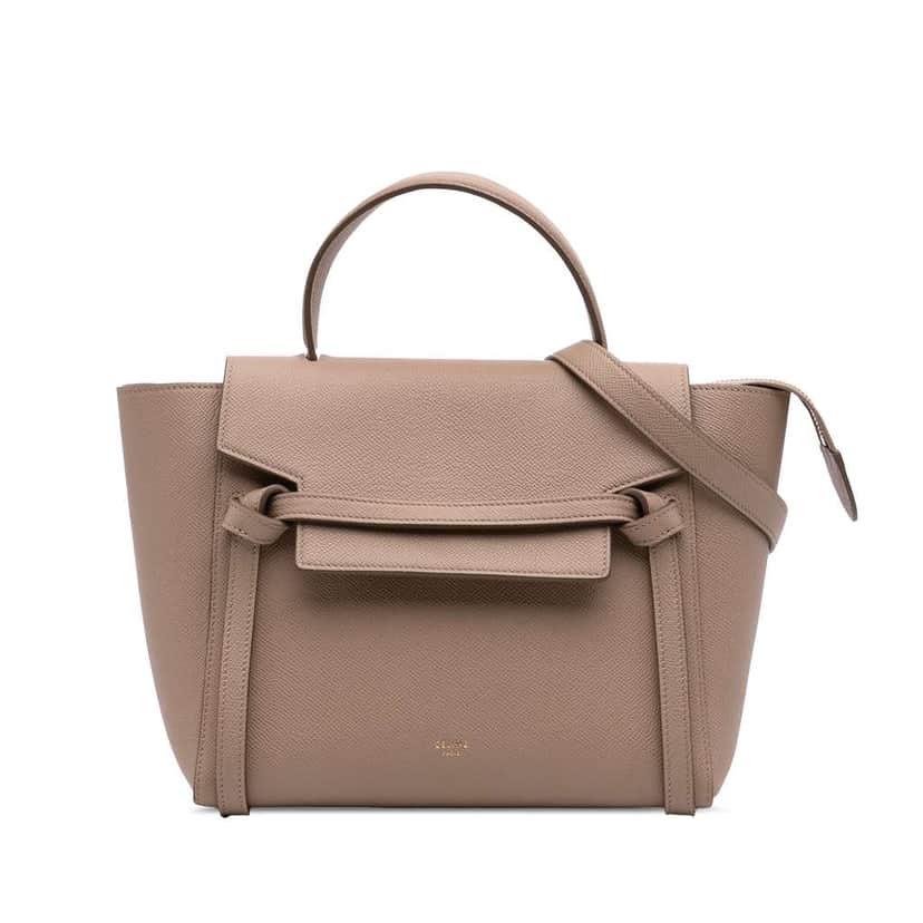 Celine Micro Grained Calfskin Belt Bag Brown Leather Good condition - Front View