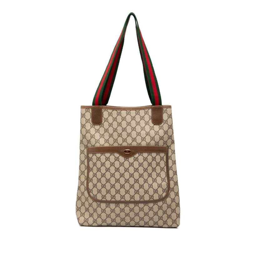 Gucci GG Supreme Web Tote Brown Canvas Good condition - Front View