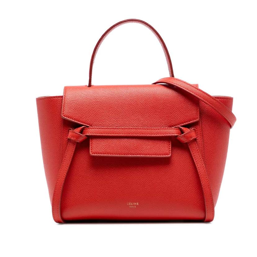 Celine Nano Grained Calfskin Belt Bag Red Leather Good condition - Front View