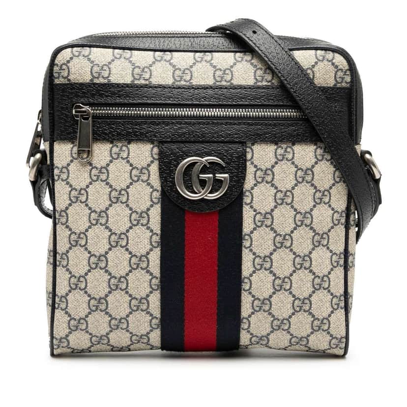 Gucci Small GG Supreme Web Ophidia Messenger Bag Brown Canvas Good condition - Front View