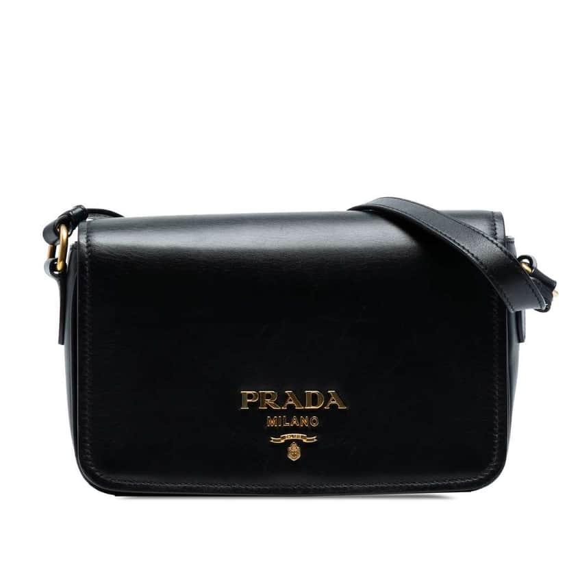 Prada City Calf Flap Crossbody Black Leather Good condition - Front View