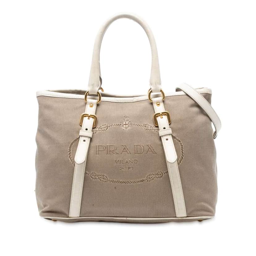 Prada Canvas Canapa Logo Satchel Brown Canvas Very good condition - Front View