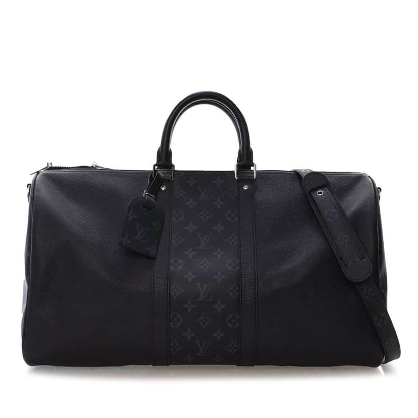 Louis Vuitton Taigarama Keepall Bandouliere 50 Black Leather Good condition - Front View