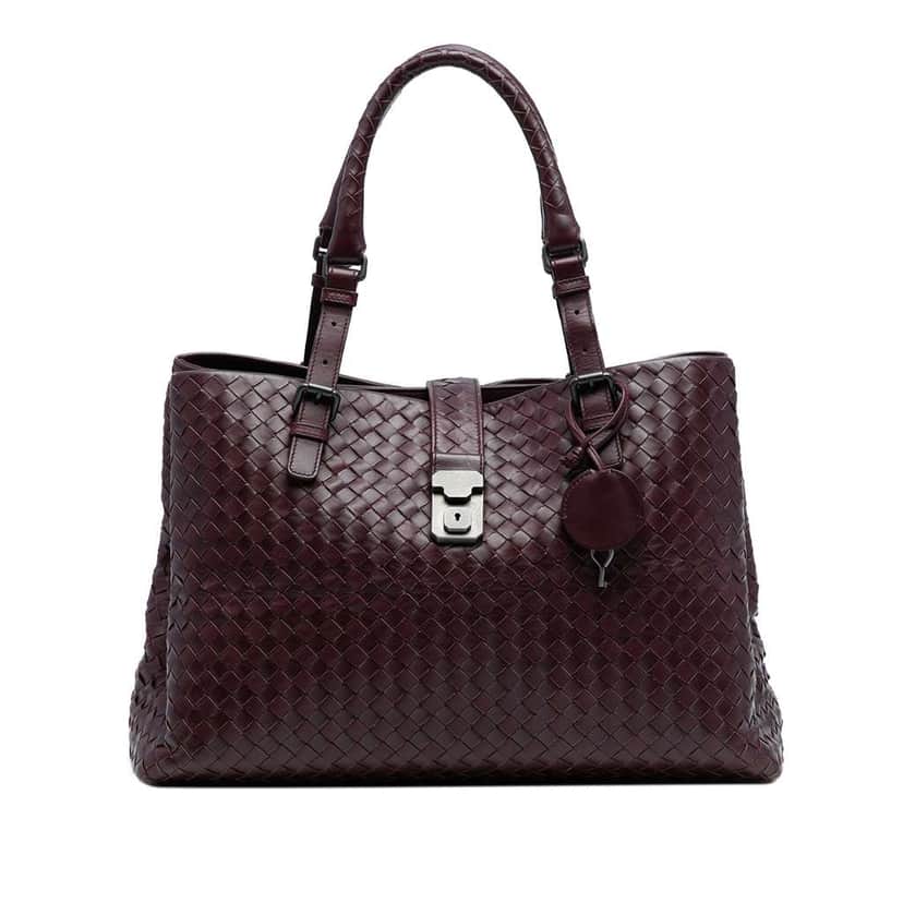 Bottega Veneta Medium Nappa Intrecciato Roma Tote Red Leather Good condition - Front View