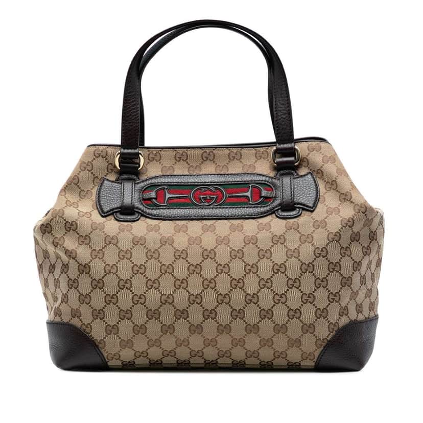 Gucci Medium GG Canvas Web Dressage Tote Brown Canvas Good condition - Front View