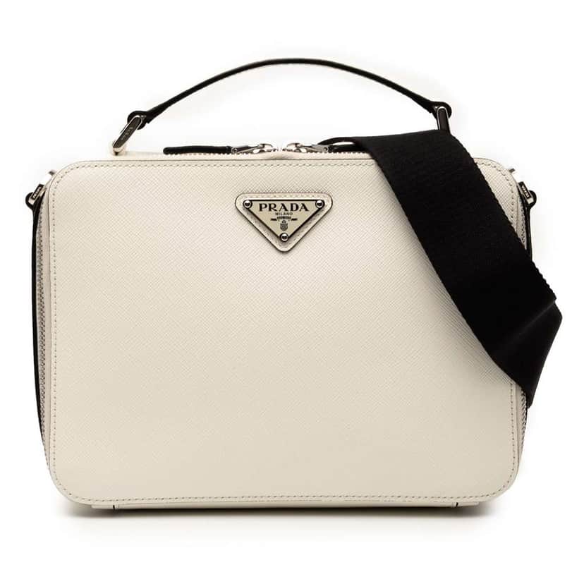 Prada Medium Saffiano Brique Satchel White Leather Good condition - Front View