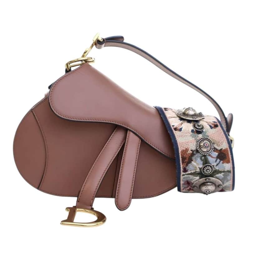 Dior Mini Calfskin Saddle Bag Pink Leather Good condition - Front View
