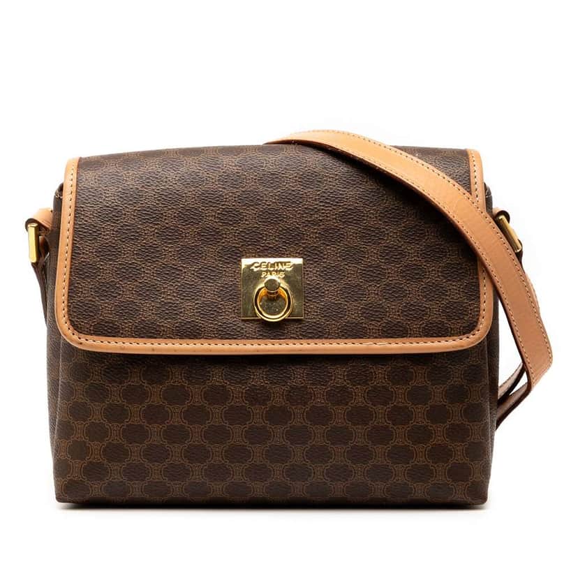 Celine Macadam Coated Canvas Crossbody Brown Canvas Good condition - Front View