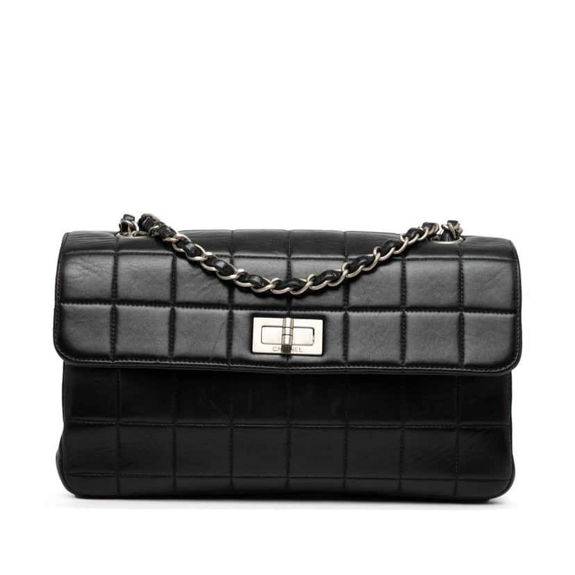 Chanel Chocolate Bar Lambskin Reissue Multipocket Flap Black Leather Good condition - Front View