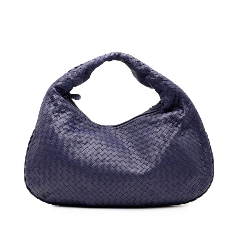 Bottega Veneta Medium Nappa Intrecciato Veneta Hobo Blue Leather Good condition - Front View