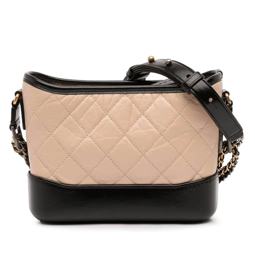 Chanel Small Quilted Aged Calfskin Gabrielle Hobo Brown Leather Good condition - Front View
