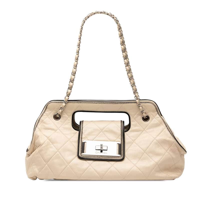 Chanel Quilted Lambskin East West Mademoiselle Accordion Flap Brown Leather Good condition - Front View