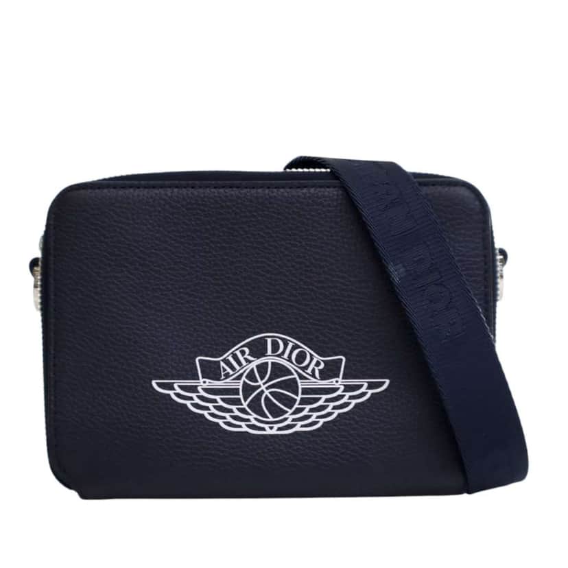 Dior Air Jordan Grained Calfskin Crossbody Blue Leather Good condition - Front View