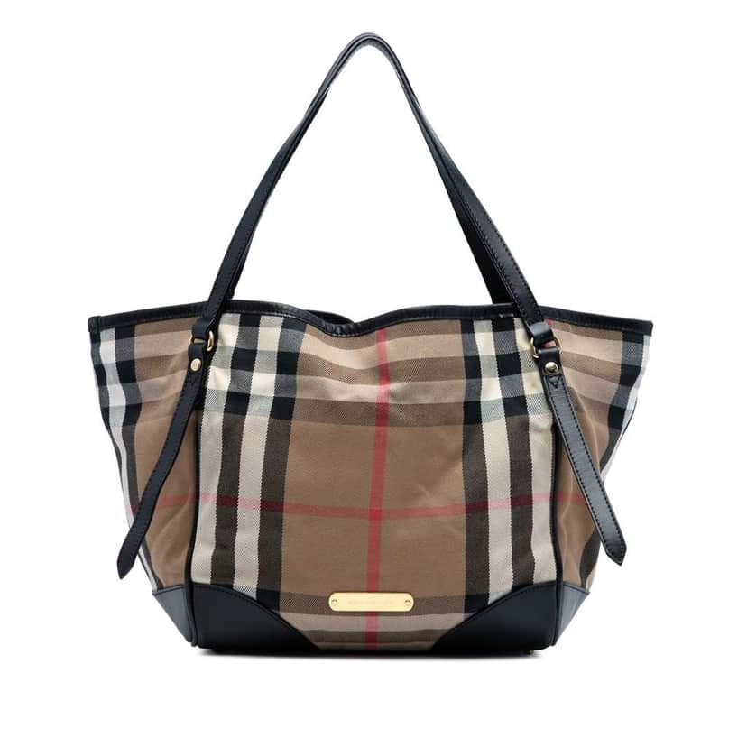 Burberry Small House Check Canvas Canterbury Tote Brown Canvas Good condition - Front View