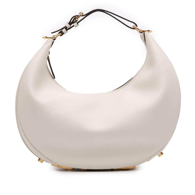 Fendi Medium Leather Fendigraphy Hobo White Leather Good condition - Front View