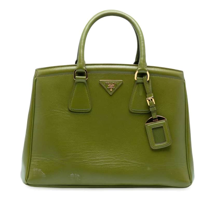 Prada Saffiano Vernice Parabole Tote Green Leather Good condition - Front View