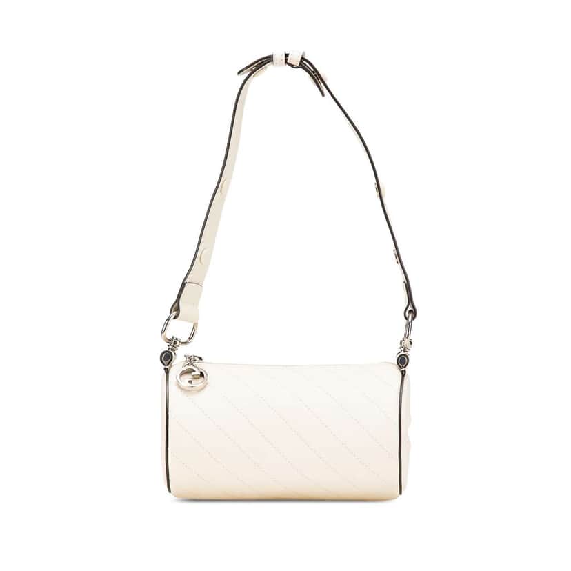 Gucci Mini Leather Blondie Barrel Shoulder Bag White Leather Good condition - Front View