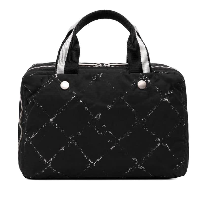 Chanel Old Travel Line Nylon Handbag Black Good condition - Front View
