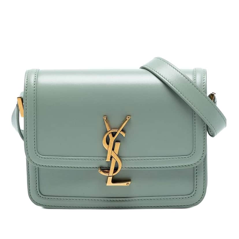 Saint Laurent Small Calfskin Solferino Satchel In Box Blue Leather Good condition - Front View