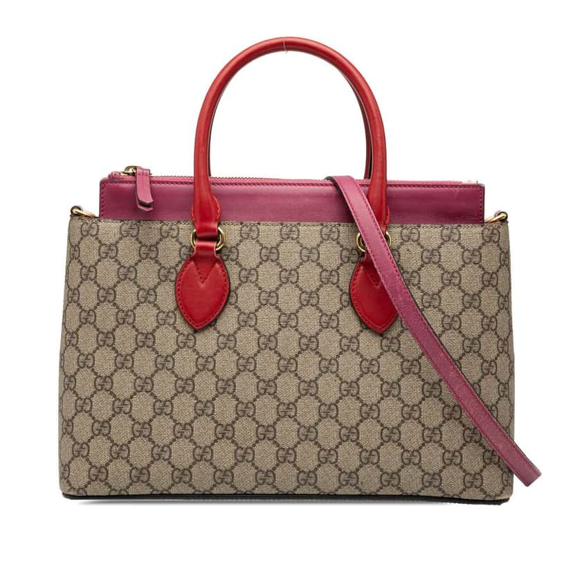 Gucci GG Supreme Linea A Satchel Brown Canvas Good condition - Front View
