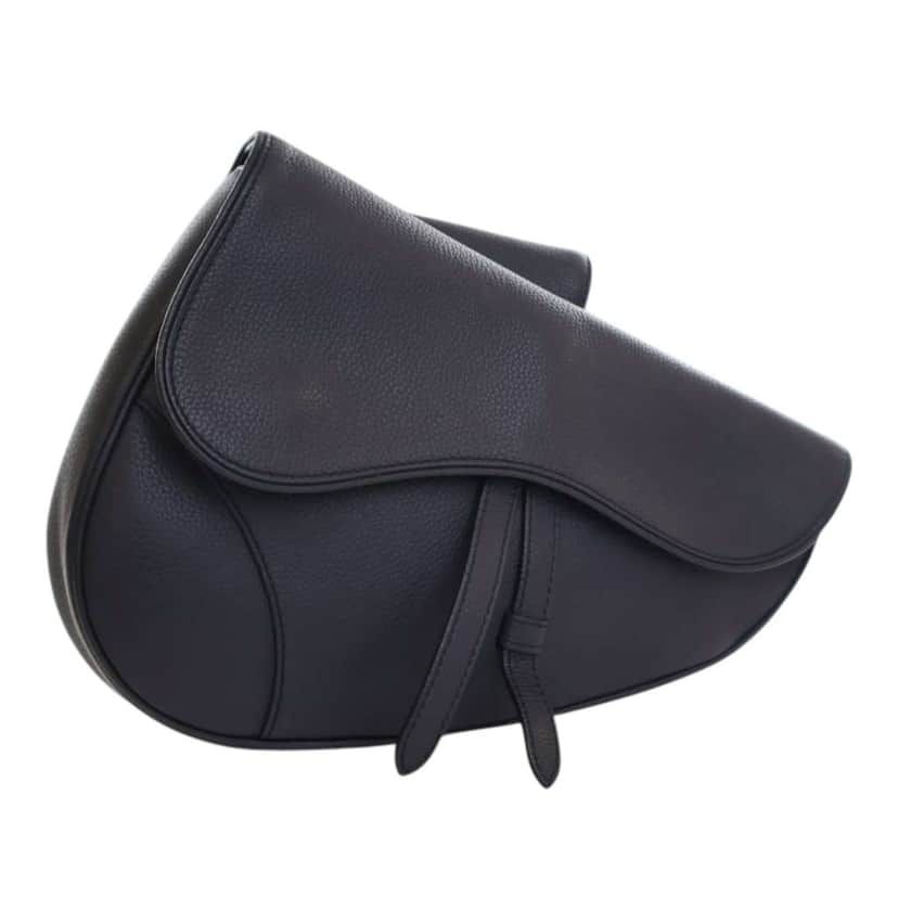 Dior Grained Calfskin Saddle Crossbody Blue Leather Good condition - Front View