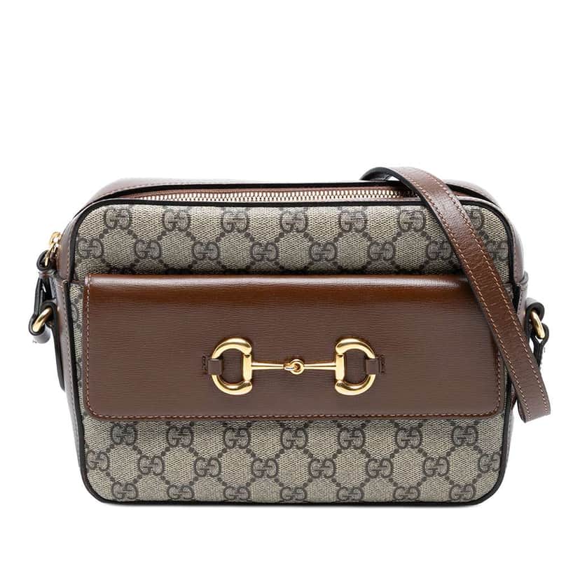 Gucci Small GG Supreme Horsebit 1955 Crossbody Brown Canvas Good condition - Front View