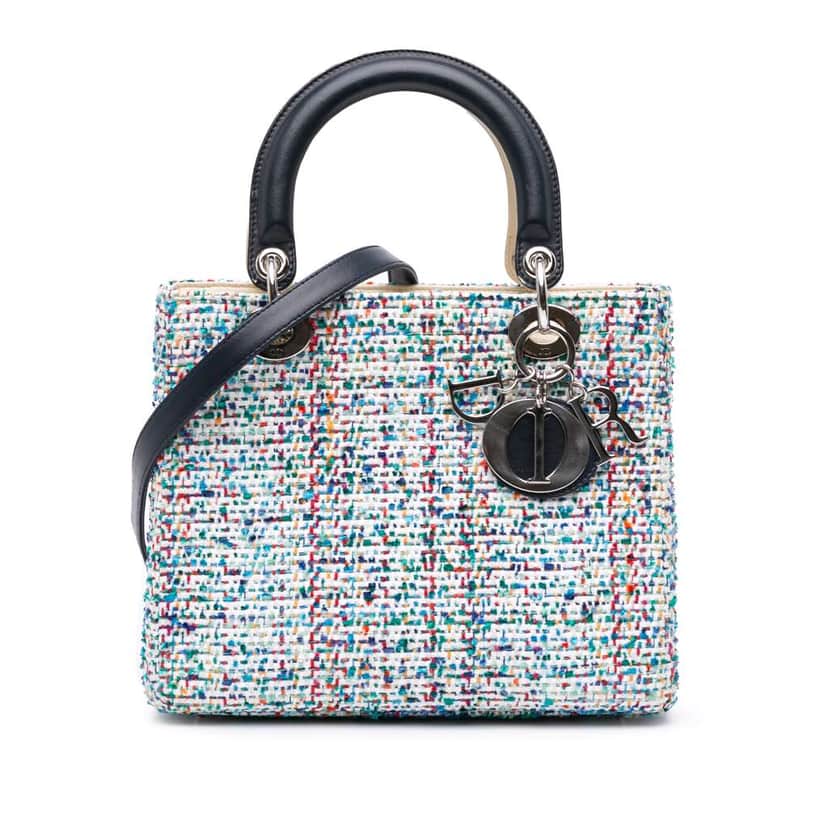 Dior Medium Tweed Lady Dior Blue Tweed Good condition - Front View