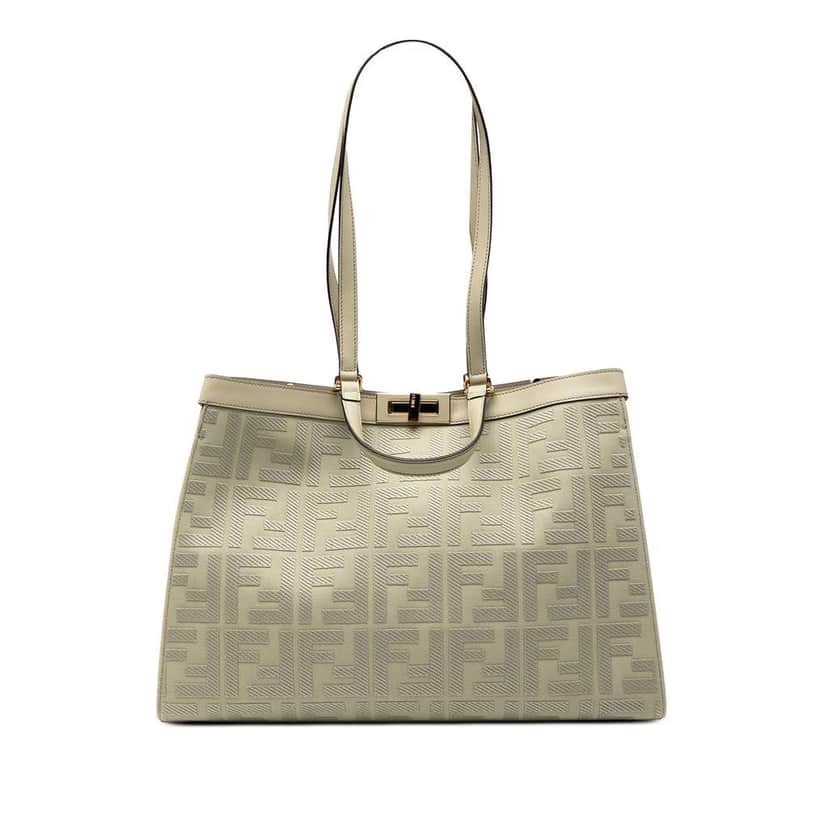 Fendi Zucca Embroidered Canvas Peekaboo X Tote Green Canvas Good condition - Front View