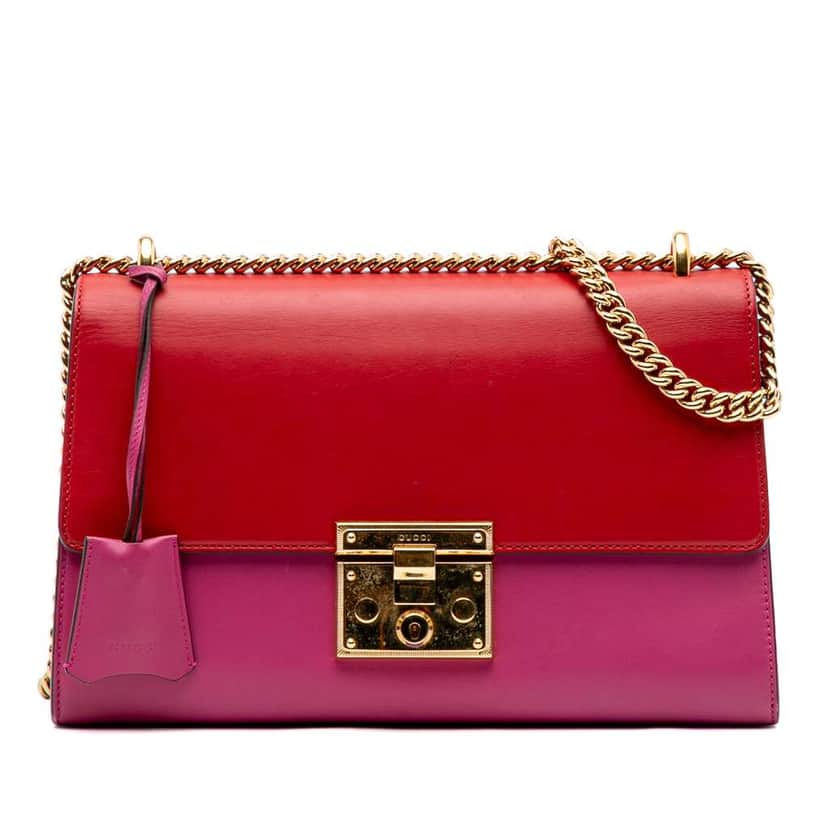 Gucci Medium Bicolor Leather Padlock Shoulder Bag Pink Leather Good condition - Front View