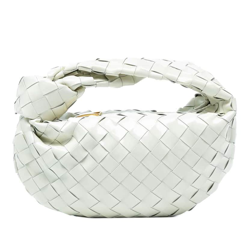 Bottega Veneta Mini Patent Intrecciato Jodie White Leather Good condition - Front View