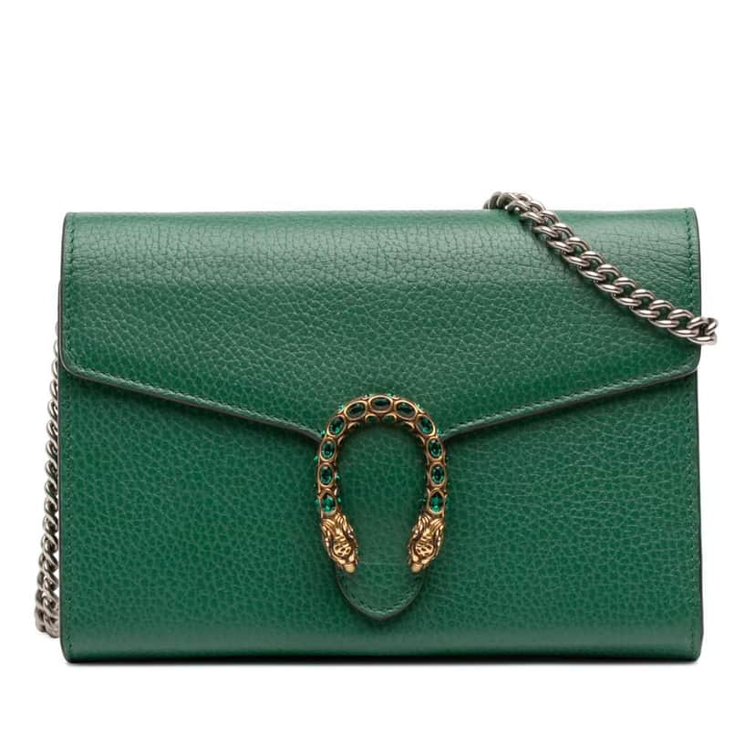 Gucci Leather Dionysus Wallet on Chain Green Leather Good condition - Front View