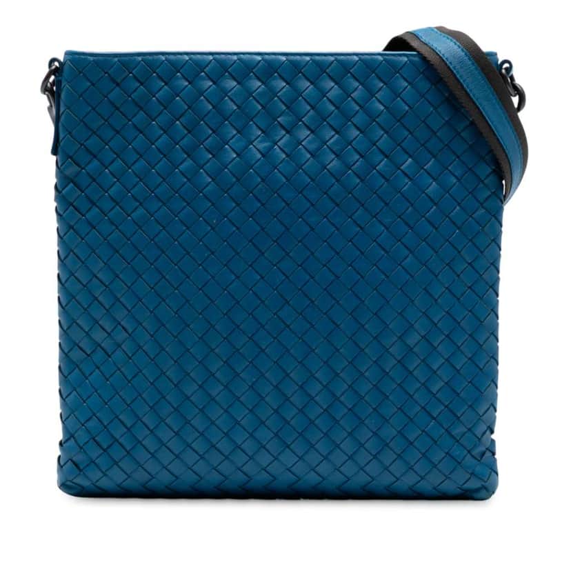 Bottega Veneta Nappa Intrecciato VN Crossbody Blue Leather Good condition - Front View