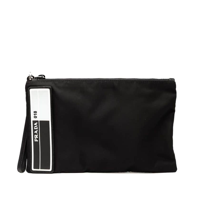 Prada Tessuto Logo Clutch Black Good condition - Front View