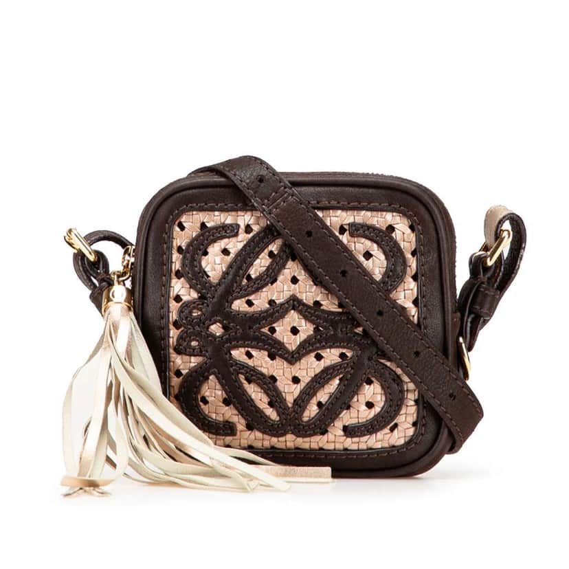 Loewe Mini Anagram Leather Tassel Crossbody Brown Leather Good condition - Front View